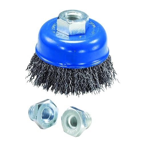 Mercer Industries 188010 - 2-3/4" x 5/8"-11 Crimped Cup Brush, .020 Carbon Steel Wire (with metric adapters)