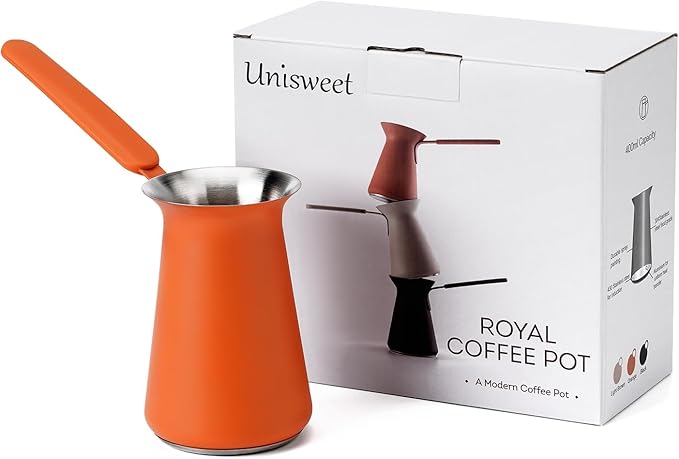 UNISWEET Turkish Coffee Pot - Coffee Maker, Briki Greek Turkish Pot, Arabic Tea Pot, Cezve/Ibrik Coffee Pot for Stovetop(400 ml,Serves 5)