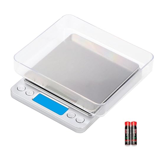 Digital Kitchen Scale,3kg/0.1g Pocket Food Scale Measure in Grams and oz for Loss Weight,Cooking Baking,Jewelry,High Precision Gram Scale with 6 Units,Small Coffee Scale with 2 Trays,LCD,Tare
