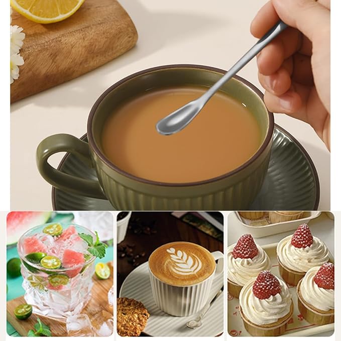Stainless Steel Coffee Stirring Spoon,Silver Coffee Stir Sticks Drink Spoons,Long Handle Tea Coffee Spoons Tiny Salt Condiment Spoon,Coffee Bar Accessories,6 Inches