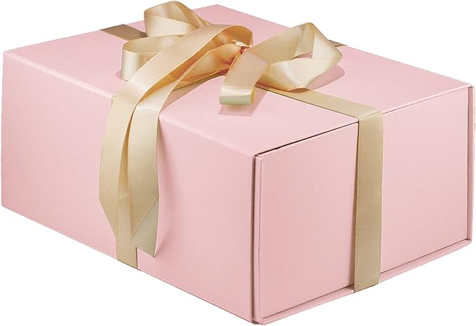 MOYEUPAC Pink Gift Box,9" X 7" X 4" with Ribbon for Presents Magnetic Closure Gift Packaging for Birthday,Valentine's Day,Mother's Day