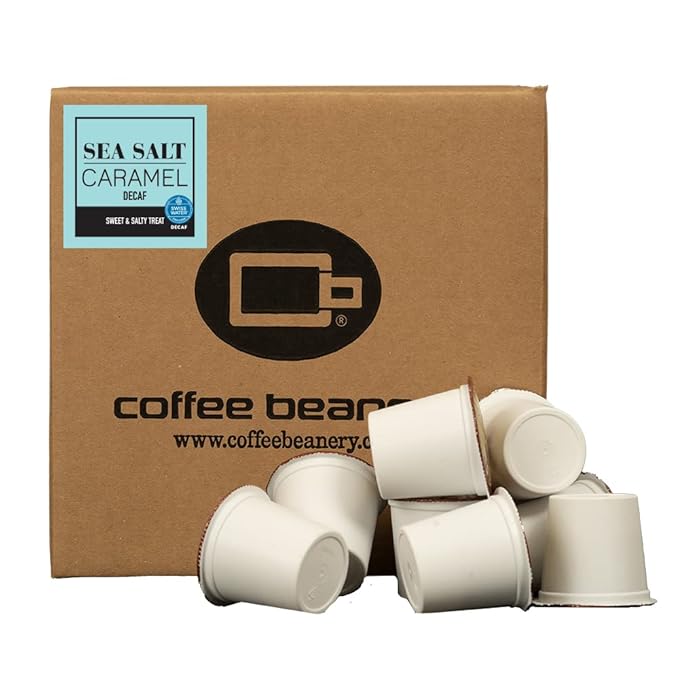 Sea Salt Caramel Decaf Coffee Pods by Coffee Beanery | 96ct Bulk Flavored Decaf Coffee Pods Medium Roast Coffee
