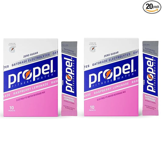 Propel Powder Packets, Raspberry Lemonade With Electrolytes, Vitamins and No Sugar, 20 Count (Pack of 2) - in GARIZZE Box