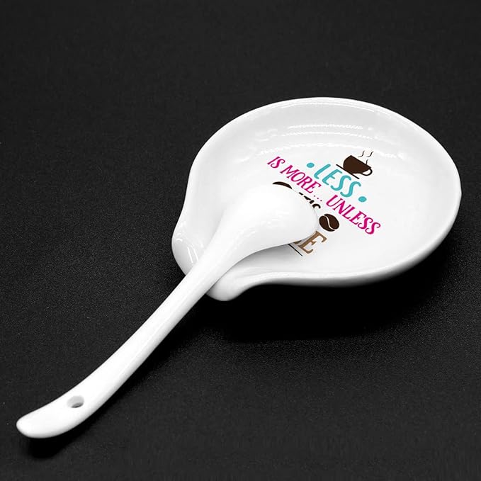 Funny Color Coffee Spoon Holder-Ceramic Coffee Spoon Rest-Cafe Station Bar Accessories-Less is More Unless It's Coffee Sign