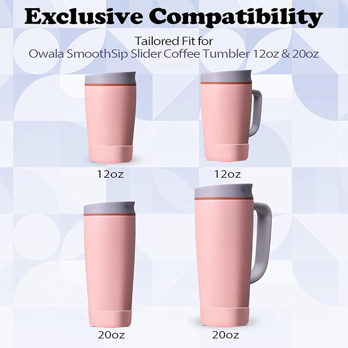 2pcs Silicone Boot for Owala SmoothSip Slider Coffee Tumbler 20oz 12oz, Anti-Slip Sleeve for Travel Coffee Mug, Protective Accessories for Owala BPA Free (Sugar High Pink)