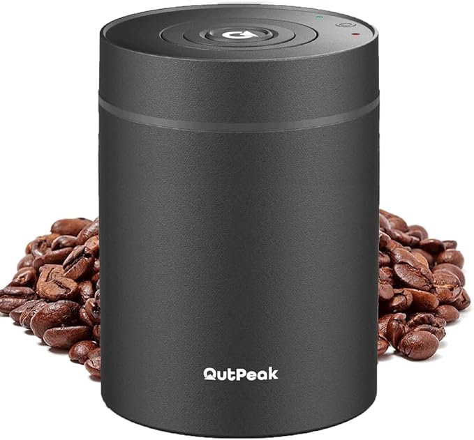 OUTPEAK Neo 2026 Auto Vacuum Coffee Canister, 0.75L Capacity for 8.8oz of Coffee Beans, One-Button Operation, Stainless Steel Food Storage Container with Scoop Black (Champion's Choice)
