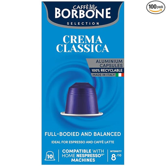 Caffè Borbone Crema Classica Aluminum Capsules Compatible with Nespresso Original Machines, Medium Roast, 100 Count