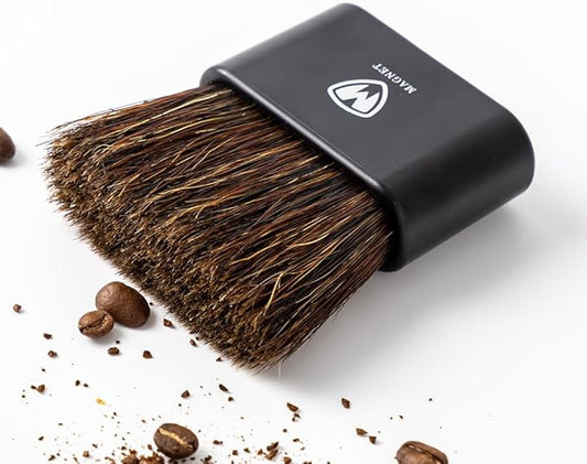 Magnet Professional Coffee Grinder Cleaning Brush Coffee Brush Handling Accessory Tool Walnut Brush Handle Synthetic Bristle with Magnetic snap for Camping Home Kitchen Barista