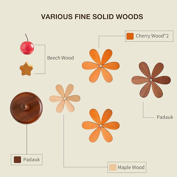 2 Toppers Wooden Tree Trivets Set of 4 for Hot Dishes, Wood Cup Coasters for Drinks, Hot Pads for Hot Pot/Hot Pan & Plate, Christmas Modern Kitchen Counter Decor, Cooking Accessories