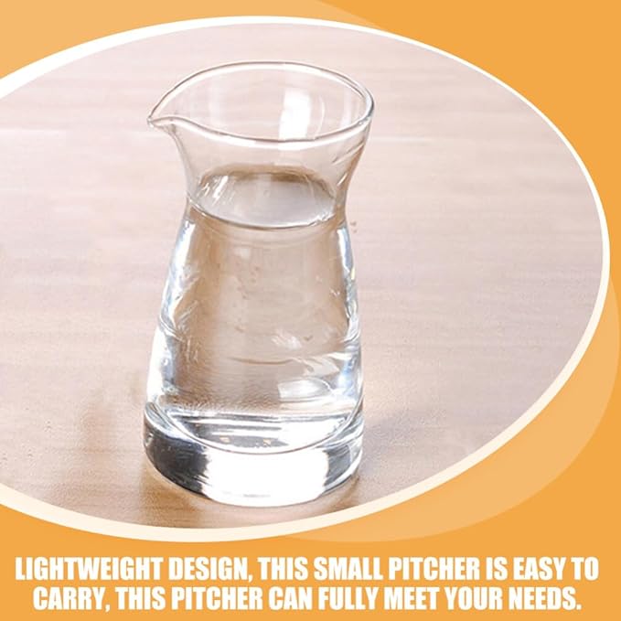 Gatuida Glass Creamer Pitcher 2pcs Milk Creamer Jug Sauce Serving Pitcher Wine Carafe Glass Mini Carafe 80ml Whiskey Decanter for Wine Dinner Parties Tastings Bars Restaurants, 10.00X5.40X5.40CM