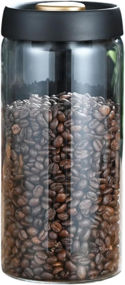 Sealed Glass Coffee Storage Canister Press Vacuum Seal Container for Bean Seasonings Dry Food Vacuum Press Coffee Container with Silicone Seal