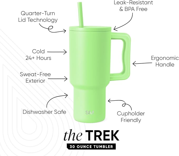 Simple Modern 30 oz Trek Tumbler with Handle and Straw Lid | Cup Holder Friendly Insulated Stainless Steel Travel Mug | Baja