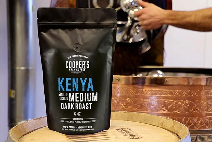 Kenya AA Medium-Dark Roast Coffee Beans, Single Origin Ground Coffee - 12 oz Bag