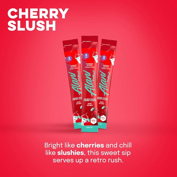 Alani Nu CHERRY SLUSH, Energy Sticks Drink Powder, 200mg Caffeine, Pre Workout Performance with Antioxidants, On-The-Go Drink Mix, Biotin, B Vitamins, Zero Sugar, 5 Calories, 10 Pack