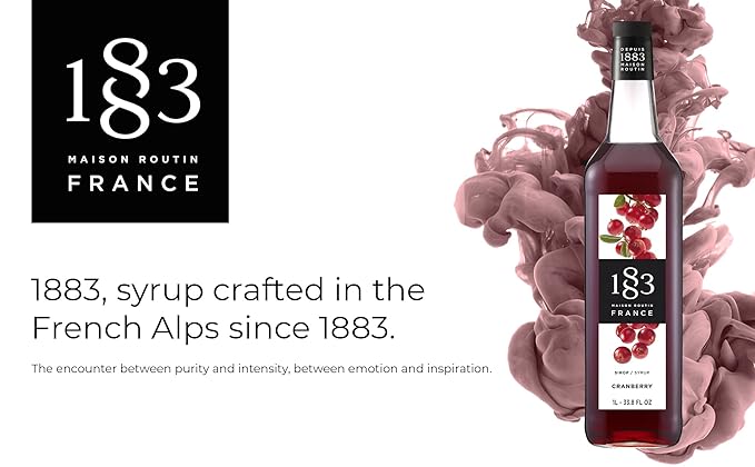 1883 Cranberry for Drinks, Made in France, 1 Liter Glass Bottle