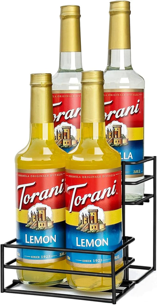 Coffee Syrup Rack (4 Bottle Capacity)，Coffee Syrup Organizer for Coffee Bar,Kitchen.Small Wine Rack for Bar,Family,Storage for Syrup, Wine, Dressing