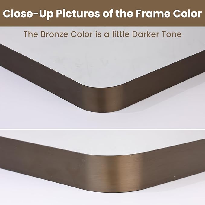 LOAAO 22”X30” Bronze Bathroom Mirrors for Vanity, Rounded Rectangle Brushed Bronze Metal Frame Mirror, Anti-Rust, Hangs Horizontally or Vertically