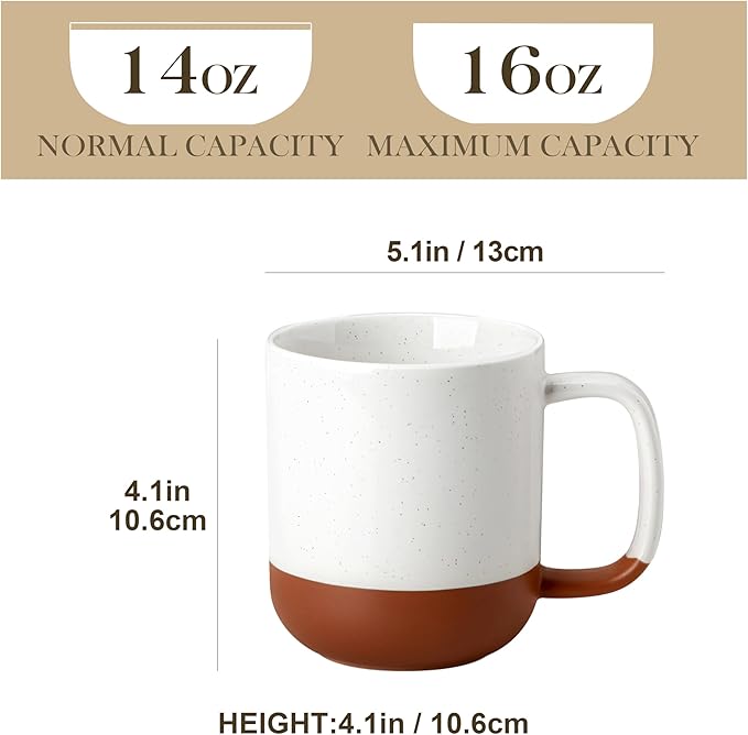 MALACASA Ceramic Coffee Mugs Set of 4, 16oz Coffee Cups, Modern Farmhouse Mugs for Coffee, Latte, Tea, Hot Chocolate, Cappuccino, Milk, Microwave & Dishwasher Safe, Multicolor, Series TARA