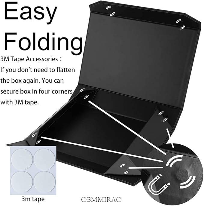 Black Gift Box with Lid 12x8x2.5 Inches, Shirt Gift Box for Wrapping, Magnetic Gift Box Bulk for Present （Mesh Grain;1Pcs）