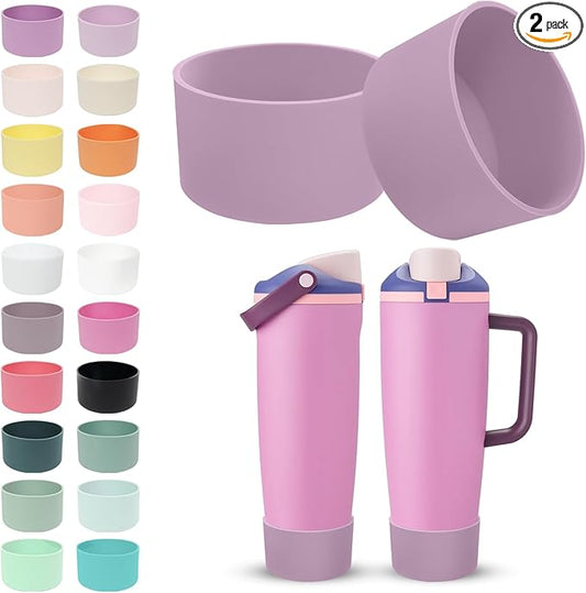 2PCS Silicone Boots for Owala 30oz & 40oz FreeSip Sway Bottles & Tumblers – Non-Slip, Scratch-Resistant, Stability Enhancer for Owala Accessories (Lilac Bloom)