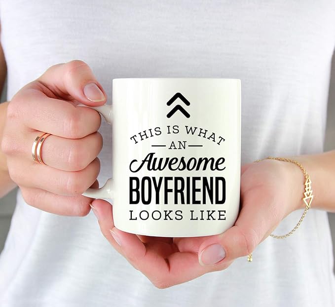 Andaz Press 11oz. Ceramic Coffee Tea Mug Thank You Gift, This is What an Awesome Boyfriend Looks Like, 1-Pack, Birthday Christmas Gift Ideas Coworker Him Her, Includes Gift Box