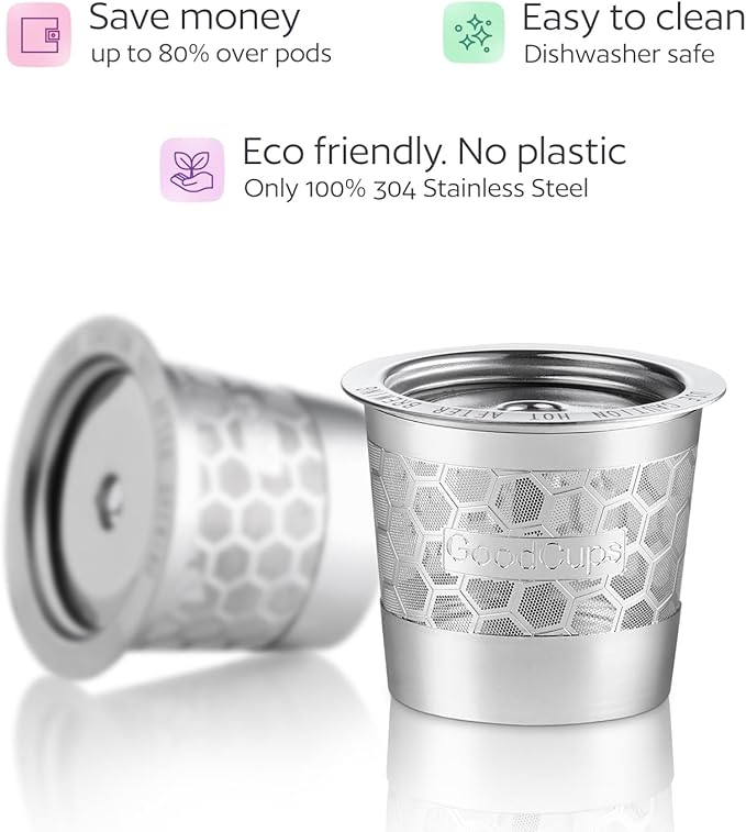 2-Pack 304 Stainless Steel Reusable K-Cup Pods Coffee Filters for Keurig K-Express, K-Elite, K-Duo, K-Mini, Mini Plus, Mini Mate, K-Classic, K-Select, K-Cafe & K-Iced Brewers