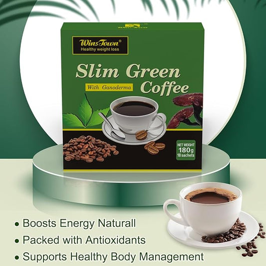 Premium Green Coffee Bean Extract Powder - Gluten-Free Green Coffee Bean Extract Supplements with 10 Natural Health Blends, Instant Coffee, 180g (18 Sachets)
