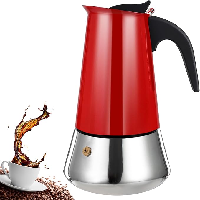 DITOSH 2 Cup Stovetop Espresso Maker Stainless Steel Moka Pot Stove Top Percolator Italian Coffee Makers Capable Mocha Greca Machine Cafe Classic Induction Cookers for Home and Camping 100ml 3.3oz