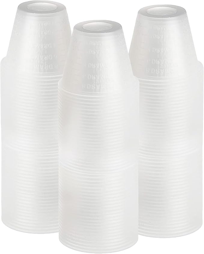 [300 Count - 1 oz.] Perfect Stix Disposable Graduated Plastic Medicine Cups - For Mixed Pills, Medication Measuring, Resin Mixing, Mouthwash