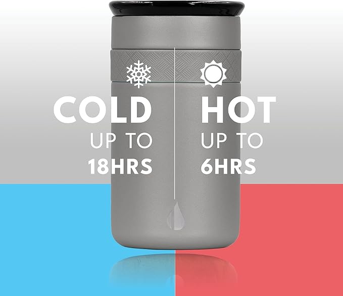 Elemental Artisan Insulated Tumbler, Triple Wall Coffee Travel Mug, Reusable Stainless Steel Coffee Tumbler with Ceramic Lid, Thermal Coffee Cups for Hot (6 Hrs) & Cold (18 Hrs), 12oz - Graphite