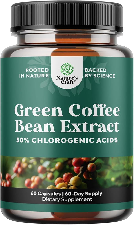 Green Coffee Bean Extract - Natural Appetite Suppressant for Women - Herbal Fat Burners for Women and Men for Improved Daily Energy and Immunity