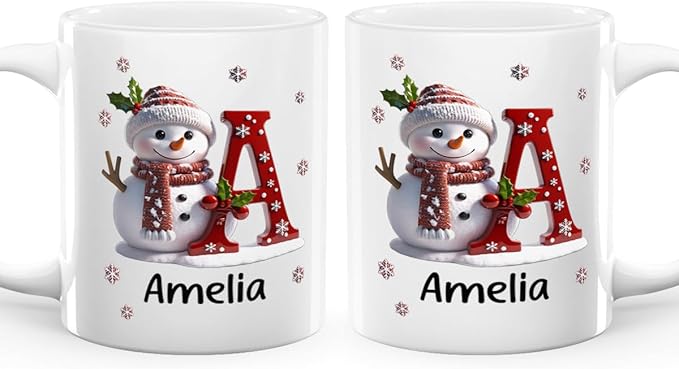 Joymade Personalized Ceramic Coffee Mug, Funny Custom Mug for Bestie, Friends, Couple, Coworker, Snowman Lovers (Snowman Merry Christmas)