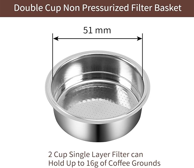 51mm Stainless Steel Portafilter with Double Spouts for CM5418, 3 Ears Portafilter with Portafilter Basket Removal Tool Compatible for CASABREWS CM5418, 3700Essential and 5418Pro