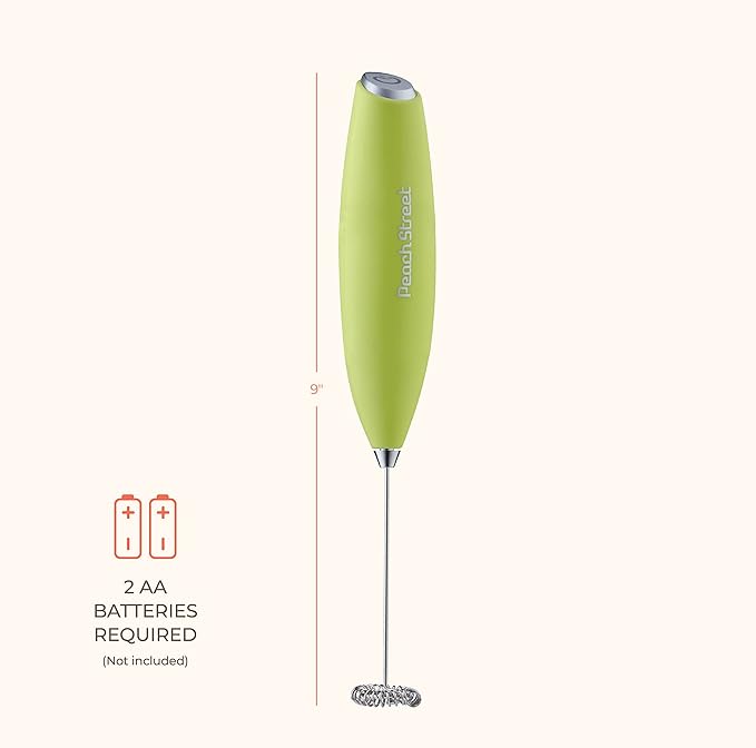 Powerful Handheld Milk Frother, Mini Milk Foamer, Battery Operated (Not included) Stainless Steel Drink Mixer for Coffee, Lattes, Cappuccino, Frappe, Matcha, Hot Chocolate.