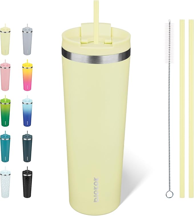 BJPKPK 30oz Insulated Tumbler With lid And Straw Stainless Steel Tumblers Travel Coffee Mug Reusable Thermal Cup,Macaron Green