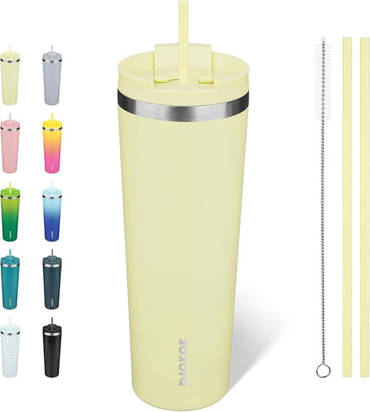 BJPKPK 30oz Insulated Tumbler With lid And Straw Stainless Steel Tumblers Travel Coffee Mug Reusable Thermal Cup,Macaron Green