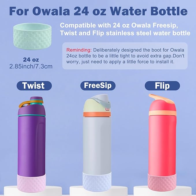 HEYSKAY 2PCS Silicone Boot for Owala Flask Water Bottle Anti-Slip Protective Sleeve for Owala Twist,FreeSip and Flip Stainless Steel Water Bottle BPA-Free Boot Bottom Base
