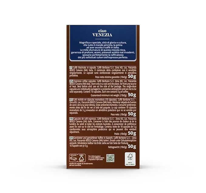 Caffè Borbone Ciao Venezia Aluminum Capsules Compatible with Nespresso Original Machines, Medium Roast, 50 Count