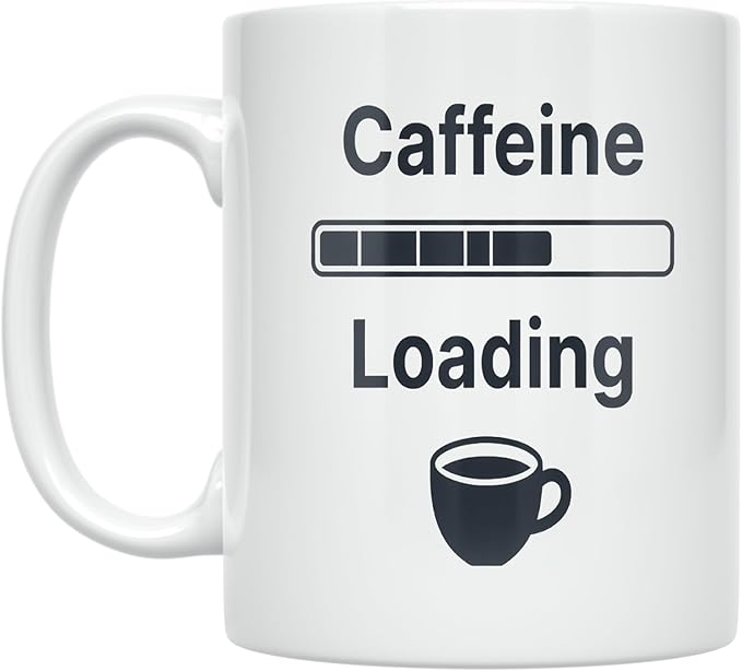 Caffeine Loading Progress Bar - Coffee Lover - 11 oz White Ceramic Coffee Mug - Minimalist Design