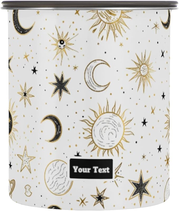 ALAZA Crescent Sun Moon Star Airtight Coffee Bean Canister Customed 500ml Food Storage Containers with Lids For Gournd, Tea, Sugar, Flour, Rice, Cereal, Candy Cookie Jar