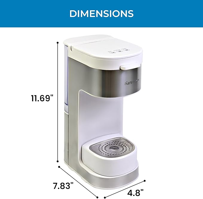 Kenmore Single Serve Coffee Maker – Compatible with Keurig K‑Cup Pods & Ground Coffee, One Cup Brewer, 6–14 Oz Brew Sizes, Travel Mug Friendly, Auto Shut‑Off, Hot & Iced Maquina de cafe, White