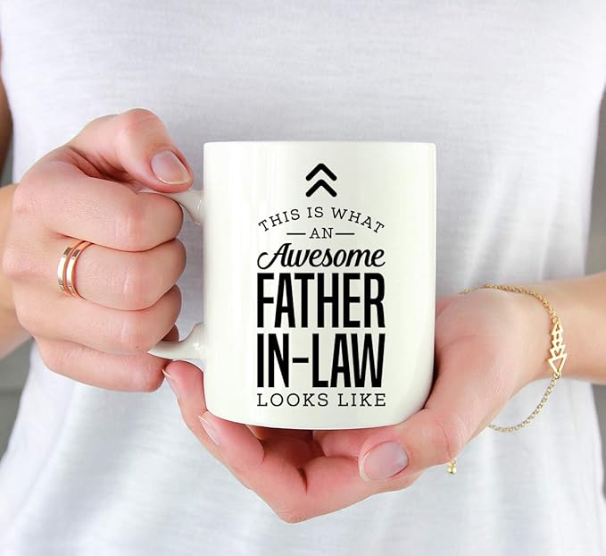 Andaz Press 11oz. Ceramic Coffee Tea Mug Thank You Gift, This is What an Awesome Father-in-Law Looks Like, 1-Pack, Birthday Christmas Gift Ideas Coworker Him Her, Includes Gift Box