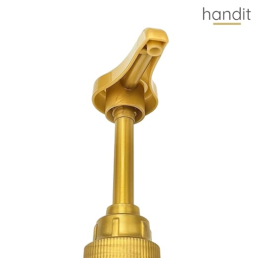 HANDIT - Gold Coffee Syrup Pumps | Fits 25.4oz/750ml Liter Torani, Skinny, Davinci and Monin Plastic 33.8oz Bottles | Does Not Fit Monin 750ml (2 Pack)
