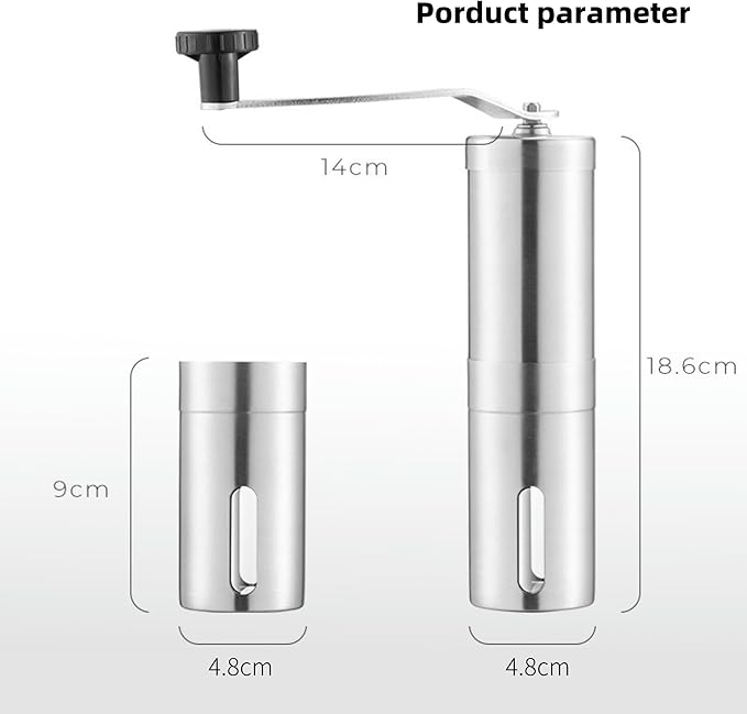 Manual Coffee Grinder, Multi Adjustable Settings, Portable Hand Coffee Grinder with Ceramic Burr & Detachable Hand Crank for Travel, Camping, Office, Espresso, Pour-Over and More