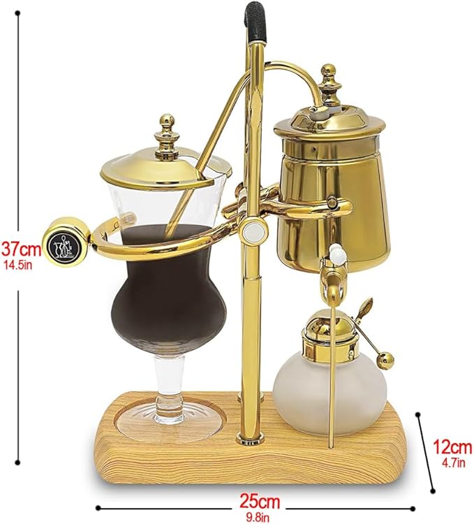 DS&DV Vintage Belgium Pot Luxury Family Balance Syphon Siphon Coffee Maker,Gold Color Belgium Pot for Camping and Traveling Personal Coffee Bar (Gold Coffee Maker)