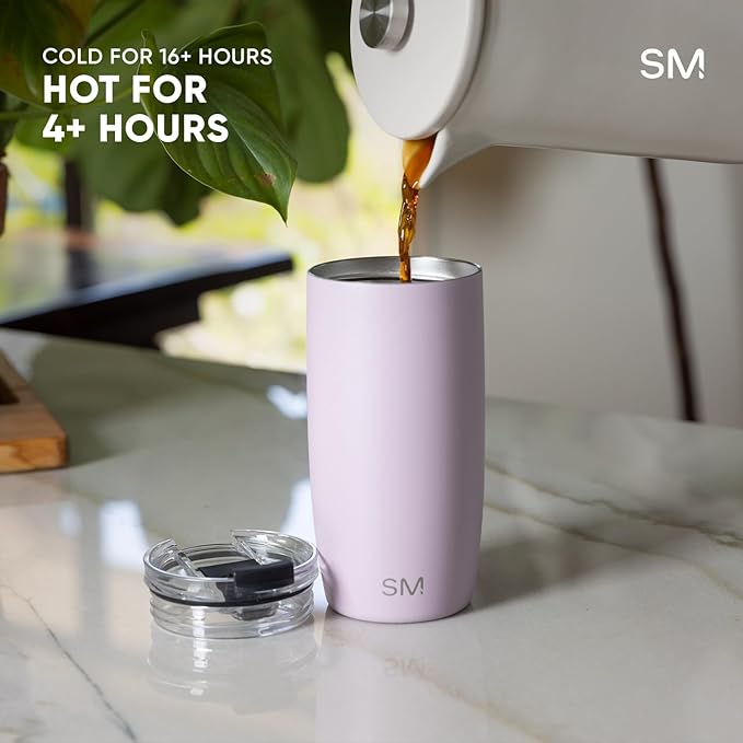 Simple Modern Travel Coffee Mug Tumbler with Flip Lid | Reusable Insulated Stainless Steel Cold Brew Iced Coffee Cup Thermos | Gifts for Women Men Him Her | Voyager Collection | 16oz | Winter White