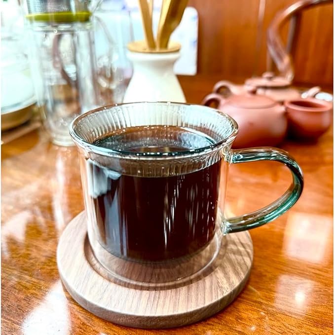 11OZ Double Walled Coffee Mugs Glass with Lid Handles,Cups for Latte,Hot Tea,Cappuccino, Mocha,Cocoa,Hot & Cold Beverages Glasses Heat Resistant Coffee Cups