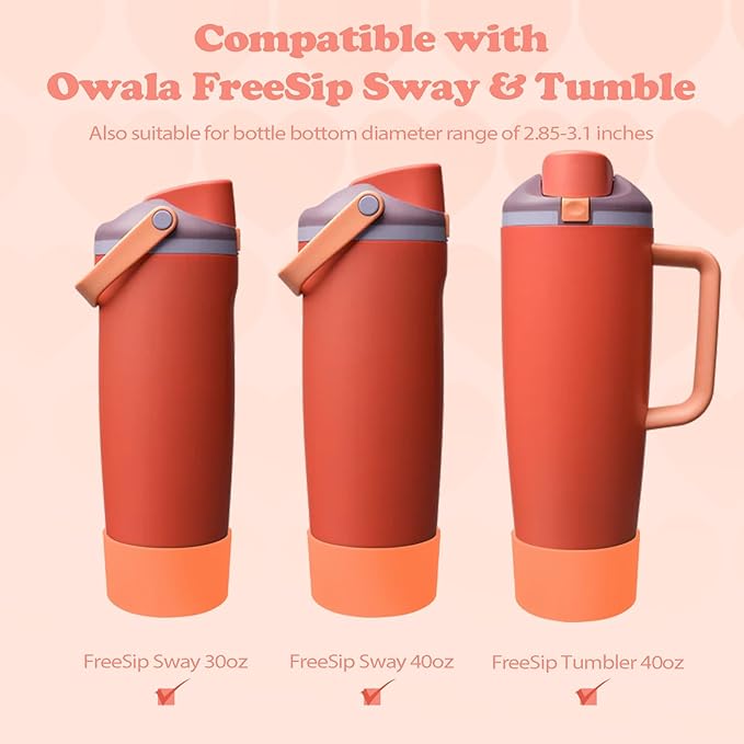 2PCS Silicone Boots for Owala 30oz & 40oz FreeSip Sway Bottles & Tumblers – Non-Slip, Scratch-Resistant, Stability Enhancer for Owala Accessories (Terracotta Sunset)