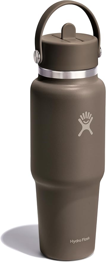 Hydro Flask Travel Water Bottle - Insulated Stainless Steel - Wide Straw Lid, Non Spill, Leakproof in 32 Oz Sandpiper