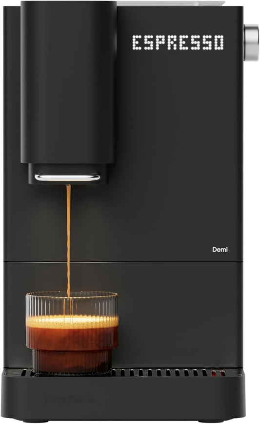 Terra Kaffe Demi Compact Fully Automatic Espresso Machine - Roaster-Approved Espresso Settings - Barista-Level Quality with Built-In Grinder - Coffee Machine - Slate